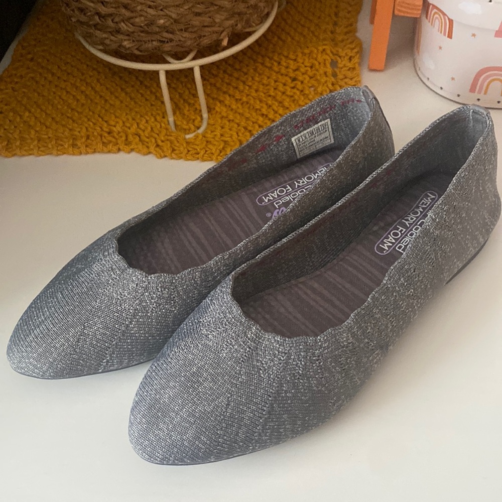 Skechers Cleo Bewitch Ballet Flat Slip On Shoes in Gray